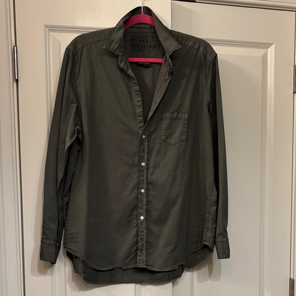Frank & Eileen Eileen style Olive Button-Up Shirt sz Large